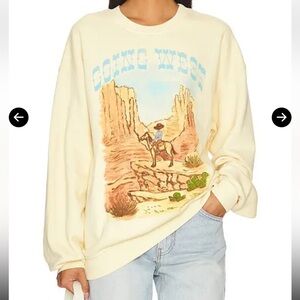 Going West Graphic Crewneck sweatshirt- butter yellow